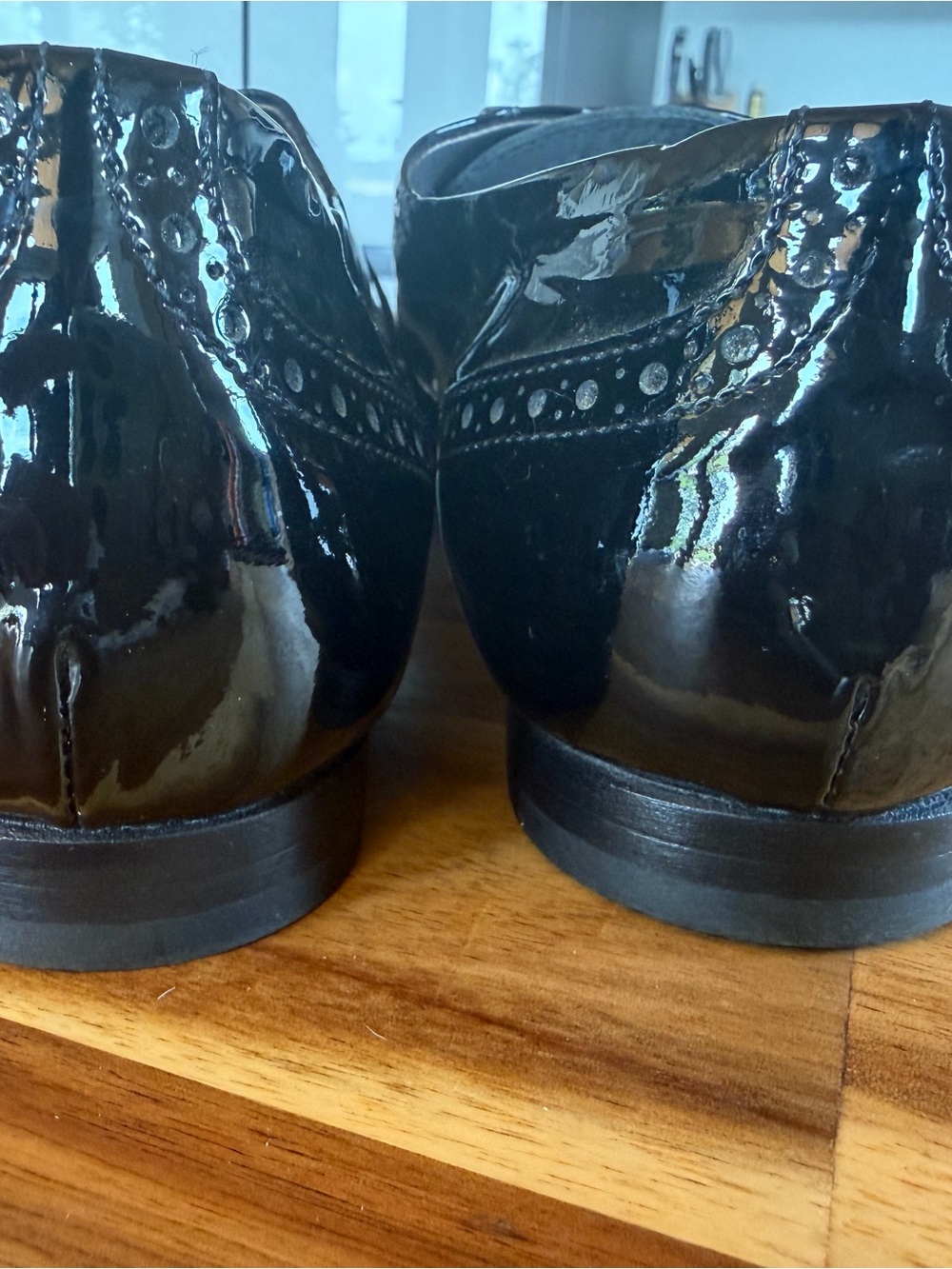 AGL Black Patent Leather Women’s Dress Loafers with Bow Accent - Picture 4 of 5
